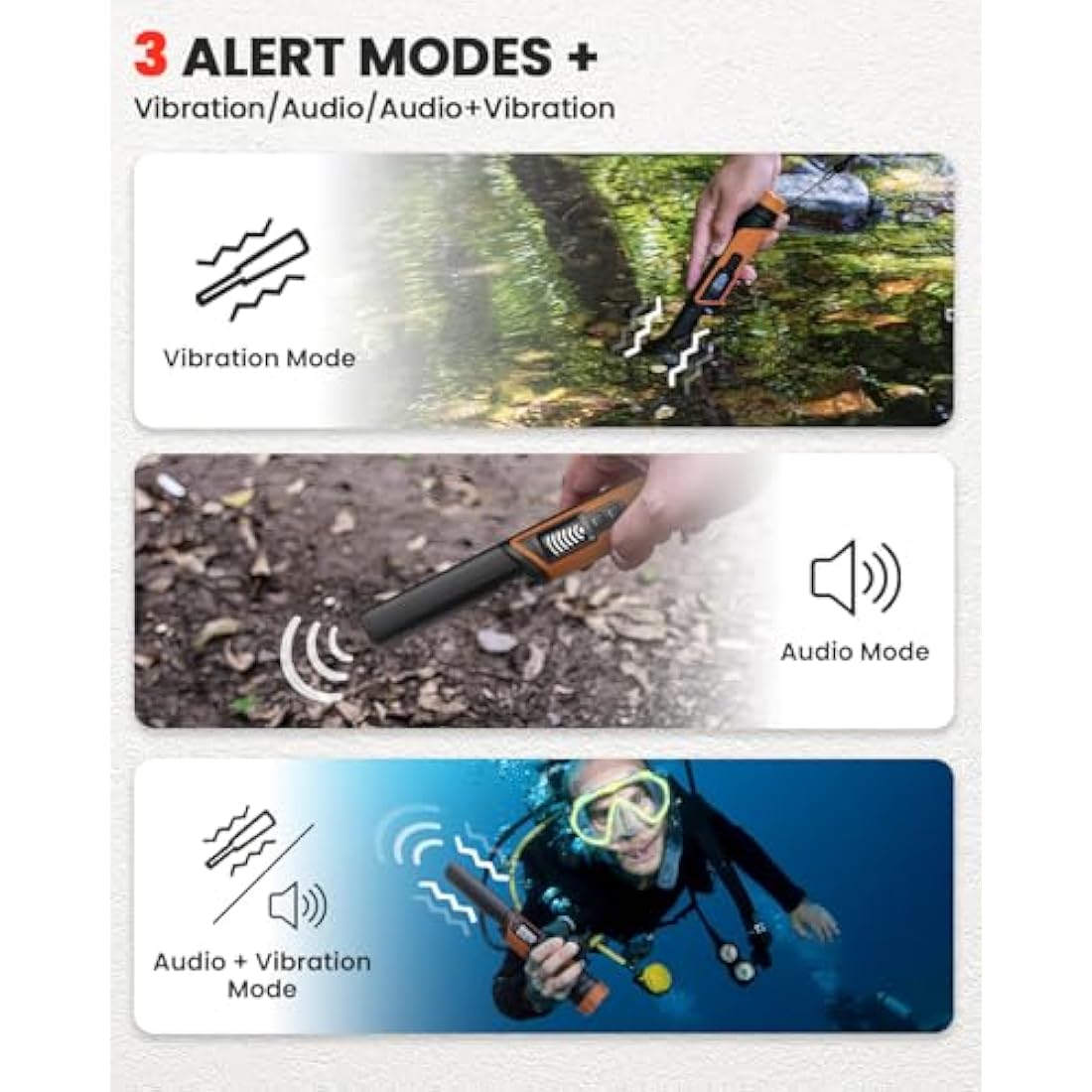 DR.ÖTEK Metal Detector Pinpointer, IP68 Fully Waterproof Handheld Pin Pointer with LCD Screen, Innovative Interference Cancellation Function, Higher Sensitivity, 3 Modes, Great for Gold, Coins, Orange