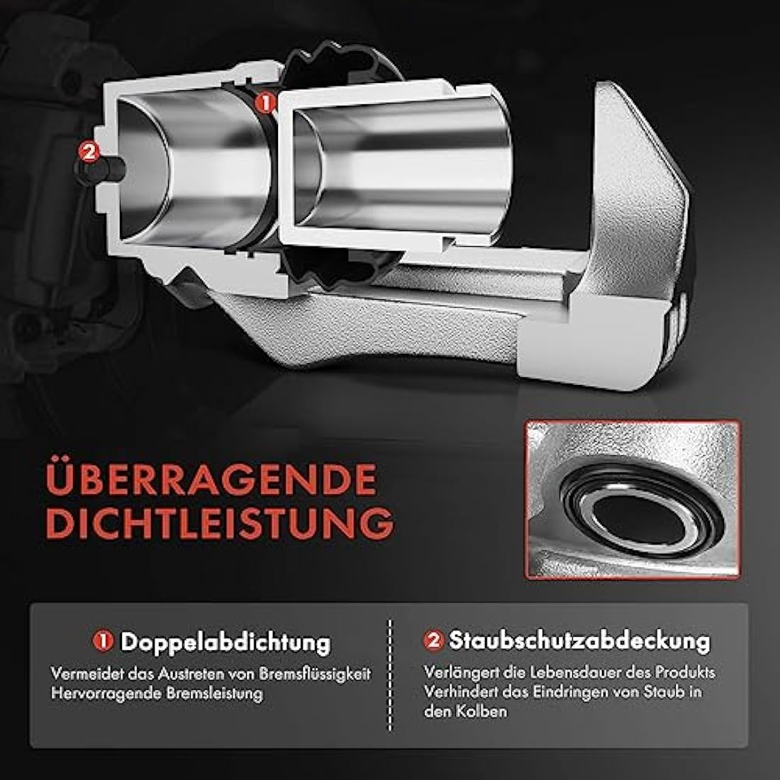 Frankberg Brake Caliper Disc Brake Front Axle Left Compatible with P.a.s.s.a.t 3B2 3B3 A4 8D2 8E2 8EC A4 Avant 8D5 8E5 8ED A6 4B2 4F2 Exeo 3R2 Replace# 8E0615123A