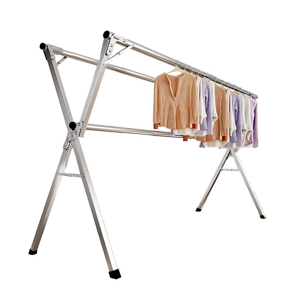 AIODE Clothes Drying Rack for Laundry Foldable, 94.5 inch Stainless Steel Pool Towel Rack Outdoor Free Standing Clothing Hanger Indoor