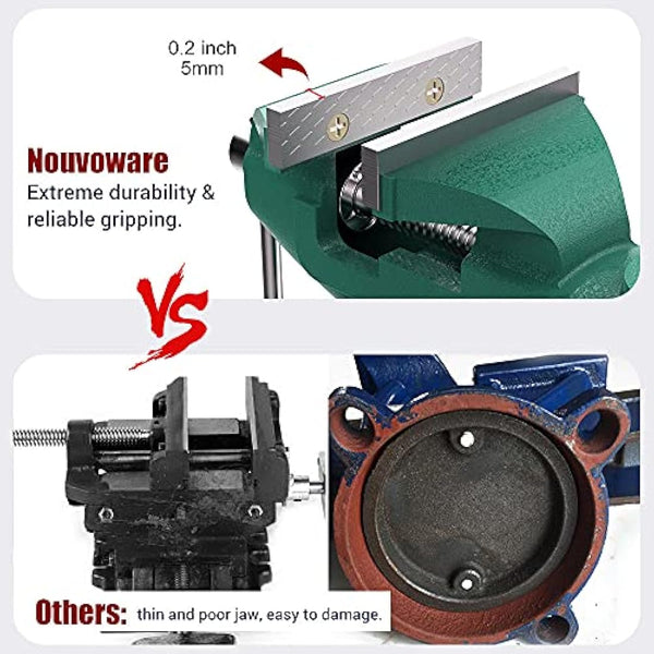 Nuovoware Table Vise 70mm, 360° Swivel Base Universal Home Vise Portable Bench Clamp, Clamp-on Vises Bench Clamps Fixed Tool for Woodworking,Metalworking,Cutting Conduit,Drilling,Sawing, Army Green