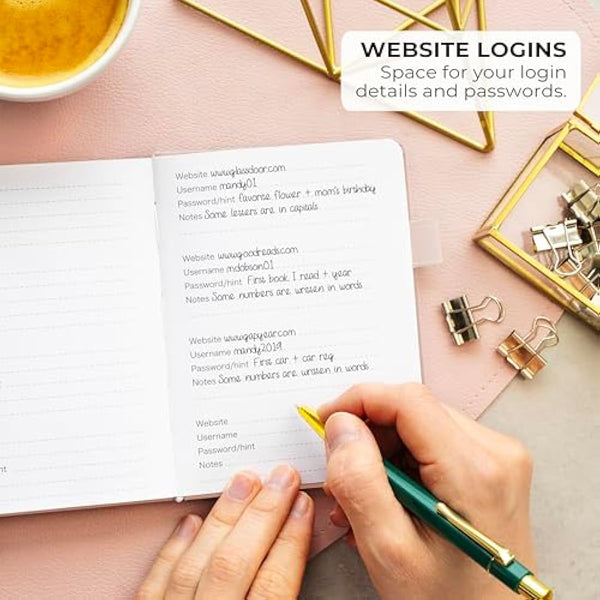 Clever Fox Address Book with alphabetic tabs - PU Leather Telephone and Address Book for Keeping Contacts Safe, Contact Organizer Journal, Small Size (10.5 x 14cm), Hardcover, Rose Gold