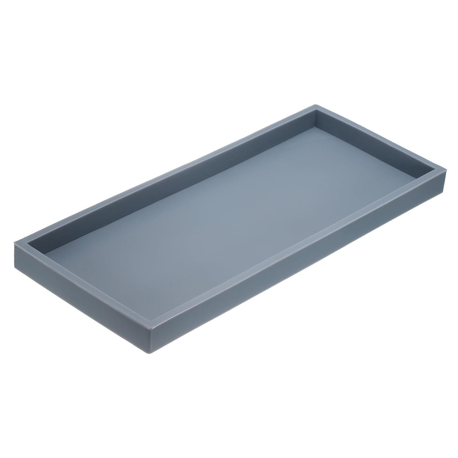 sourcing map Bathroom Vanity Tray, 11.8" x 5" Silicone Soap Dispenser Trays, Shatterproof Kitchen Sink Organizer for Soaps Keys Candle Trinket, Gray