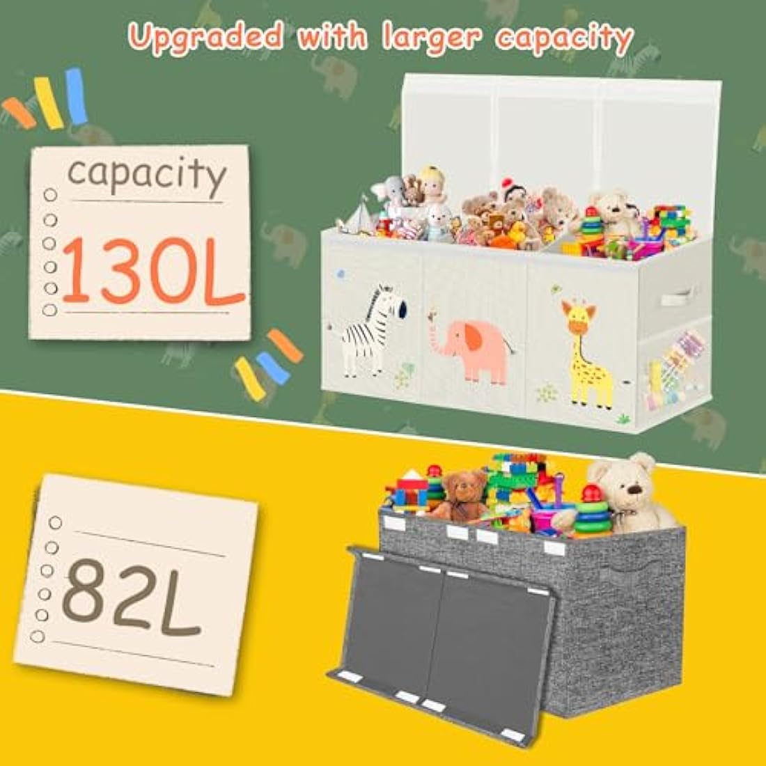 Extra Large Toy Box Storage for Boys Girls - Collapsible Toy Chest Organizer for Kids,Toy Bin Container with Lid and Handles for Clothes,Blanket,Nursery,Playroom,Bedroom,Stuffed Animals,Quilt(Beige)