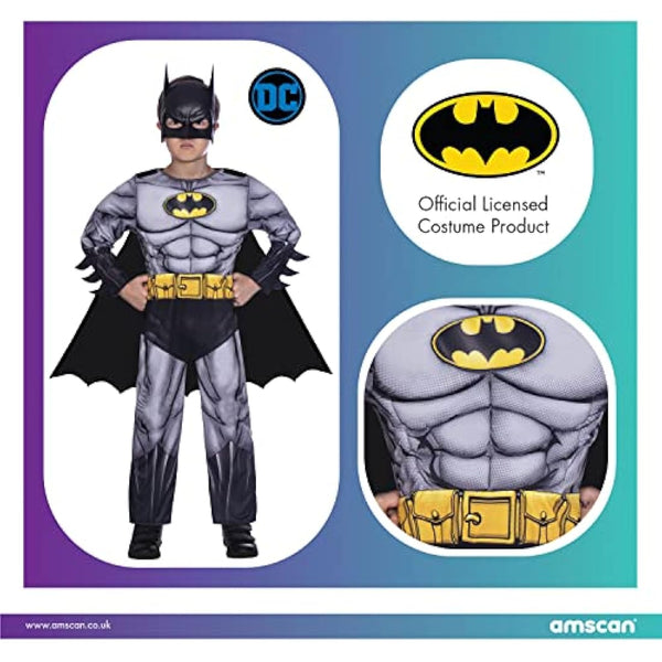 amscan (PKT) (Fix 8/8**(25) (9906058) Child Boys Batman Classic Costume (10-12yr) - (BL1238)
