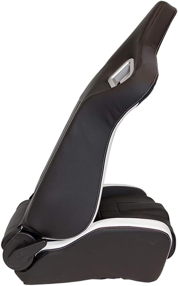 AUTO-STYLE x1 Universal Sports Bucket Seat WHITE & Black Edition inc base mounted slide runners