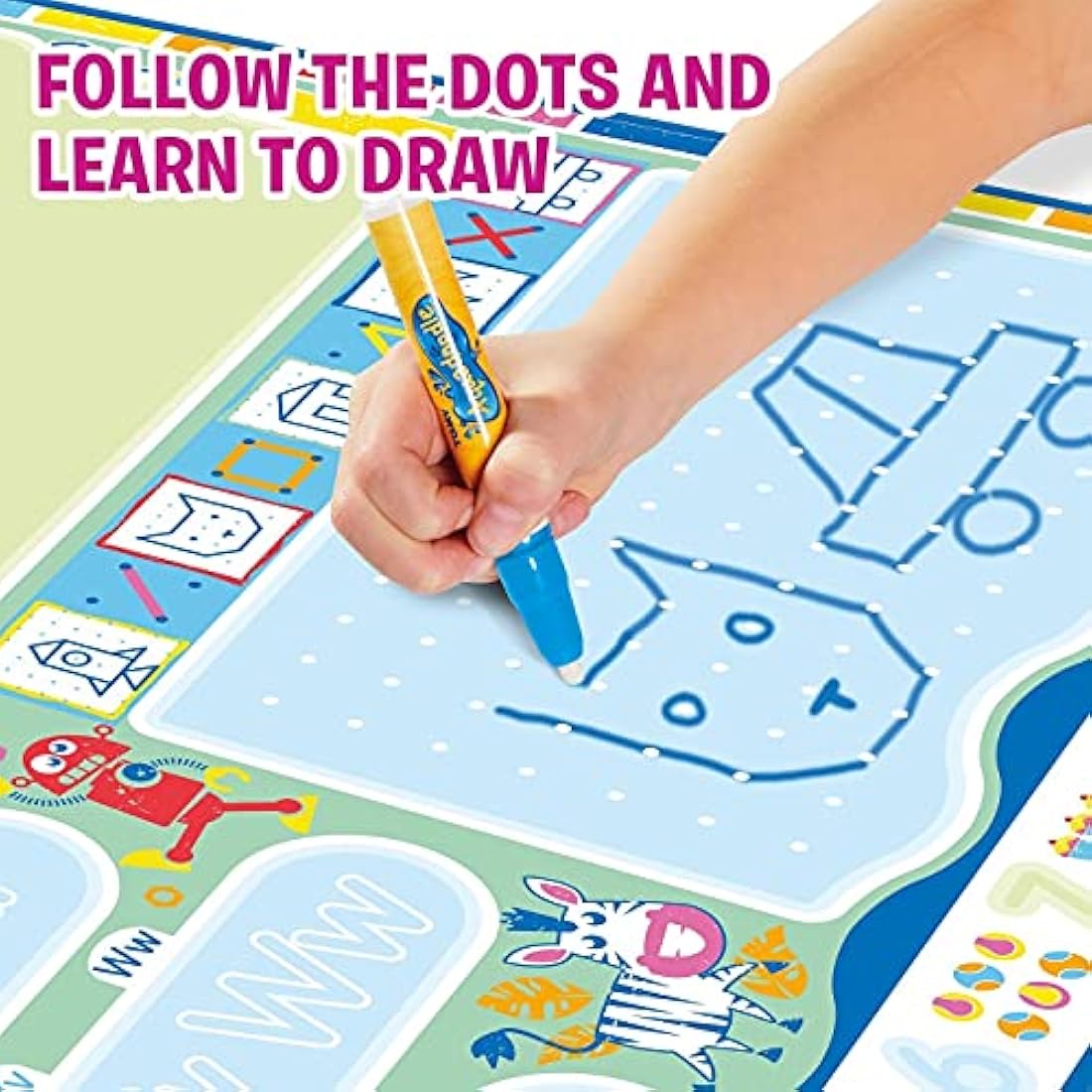 Aquadoodle My ABC Doodle Large Water Doodle Mat, Official TOMY No Mess Colouring & Drawing Game, Suitable for Toddlers and Children Aged 3, 4 & 5 +
