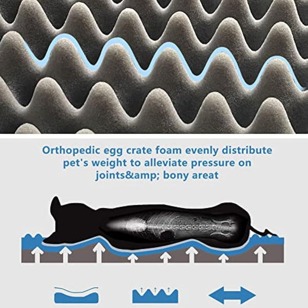 Gzvxuny Orthopedic Dog Bed for Medium, Large and Extra Large Dogs, Dog Bed with Removable Waterproof Cover, Egg Foam and Non-Slip Bottom, Pet Bed Machine Washable, Grey XL(104x74x10cm)