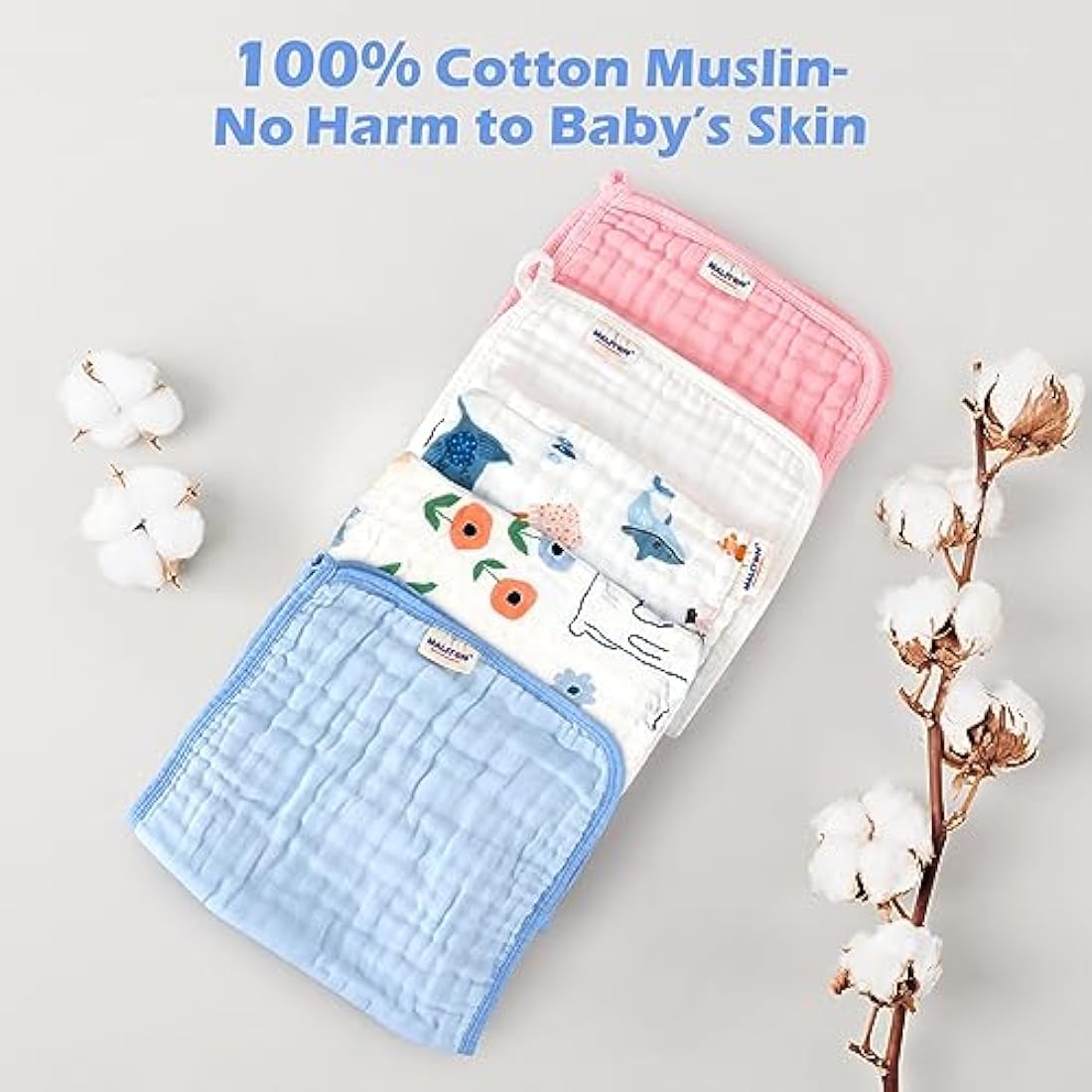 Maliton Muslin Cloths for Baby,6pk 50x25CM Burp Cloths for Baby Girls,100% Cotton Absorbent& Soft& Breathable 6 Layers Baby Muslins Pack,Muslin Squares Baby Essentials for Newborn(Fairy Tale, 6 Pack)