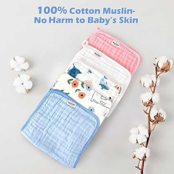 Maliton Muslin Cloths for Baby,6pk 50x25CM Burp Cloths for Baby Girls,100% Cotton Absorbent& Soft& Breathable 6 Layers Baby Muslins Pack,Muslin Squares Baby Essentials for Newborn(Fairy Tale, 6 Pack)