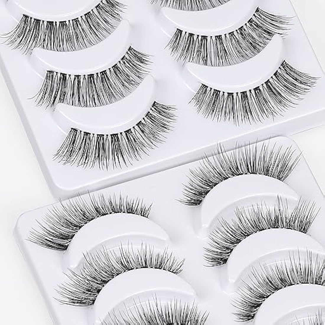 DYAFIN Natural Eyelashes 100% Handmade Lashes Reusable Soft False Eyelashes Lightweight Eye Lashes with Clear Band 3D Fake Eyelashes Long Wispy Eyelashes C Curl Lashes 8 Pairs