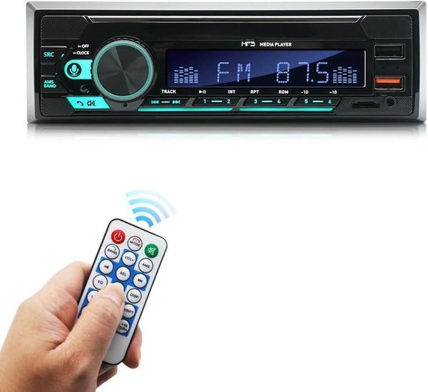 Haptufer 1Set Car Bluetooth MP3 Player Multifunction Plug-in U Disk Car Radio with Multi-Color Function for Car