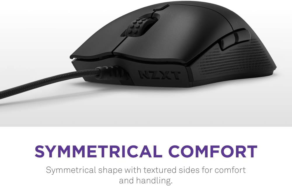 NZXT Lift 2 Ergo | Lightweight Ergonomic Wired Gaming Mouse | Lightweight 61 g Design | 8K Polling Rate | Optical Switches | 26K DPI Optical Sensor | 100% PTFE Feet | Black