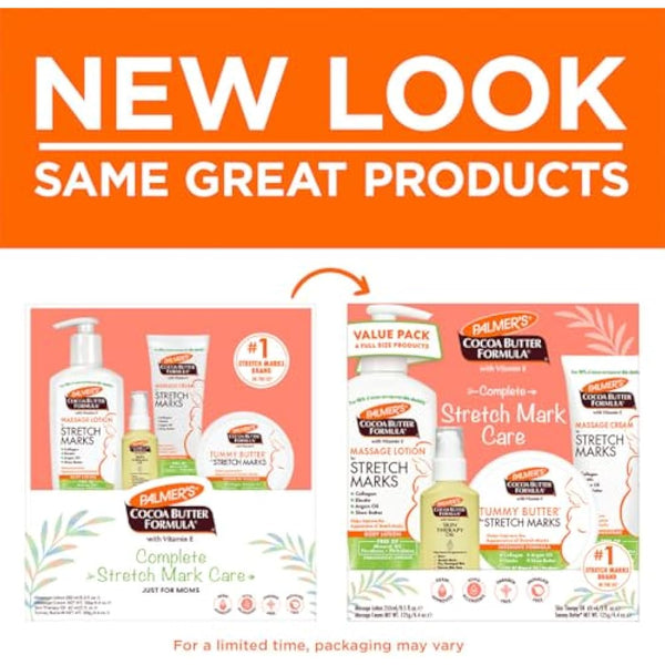 Palmer's Cocoa Butter Complete Stretch Mark Care Kit | Massage Lotion | Massage Cream | Tummy Butter | Plus Bonus Free Skin Therapy Oil for Body