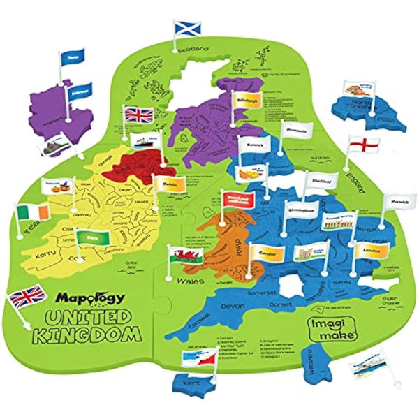Imagimake Mapology United Kingdom Jigsaw Puzzle for Kids | Flags with Capitals & Fun Facts | Geography Educational Toys & Games | Birthday Gifts for Kids, Boys & Girls Ages 5 6 7 8 9 10 11 12 Years