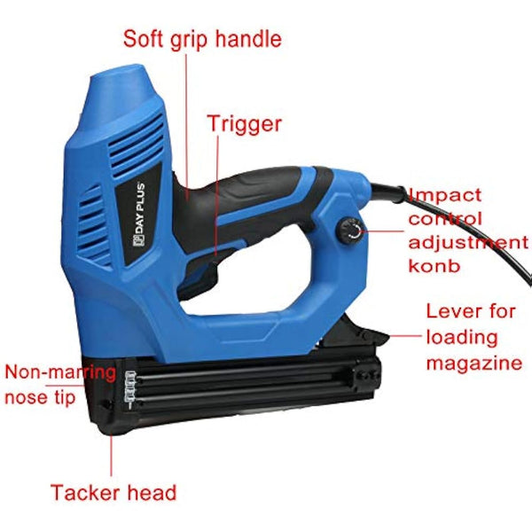 Household Nail Gun & Staple Gun 2in1 Electric Heavy Duty Stapler Nailer Tool, 10-25mm Electric Straight Nail Staple Gun Heavy Duty Woodworking Tool 220V Power