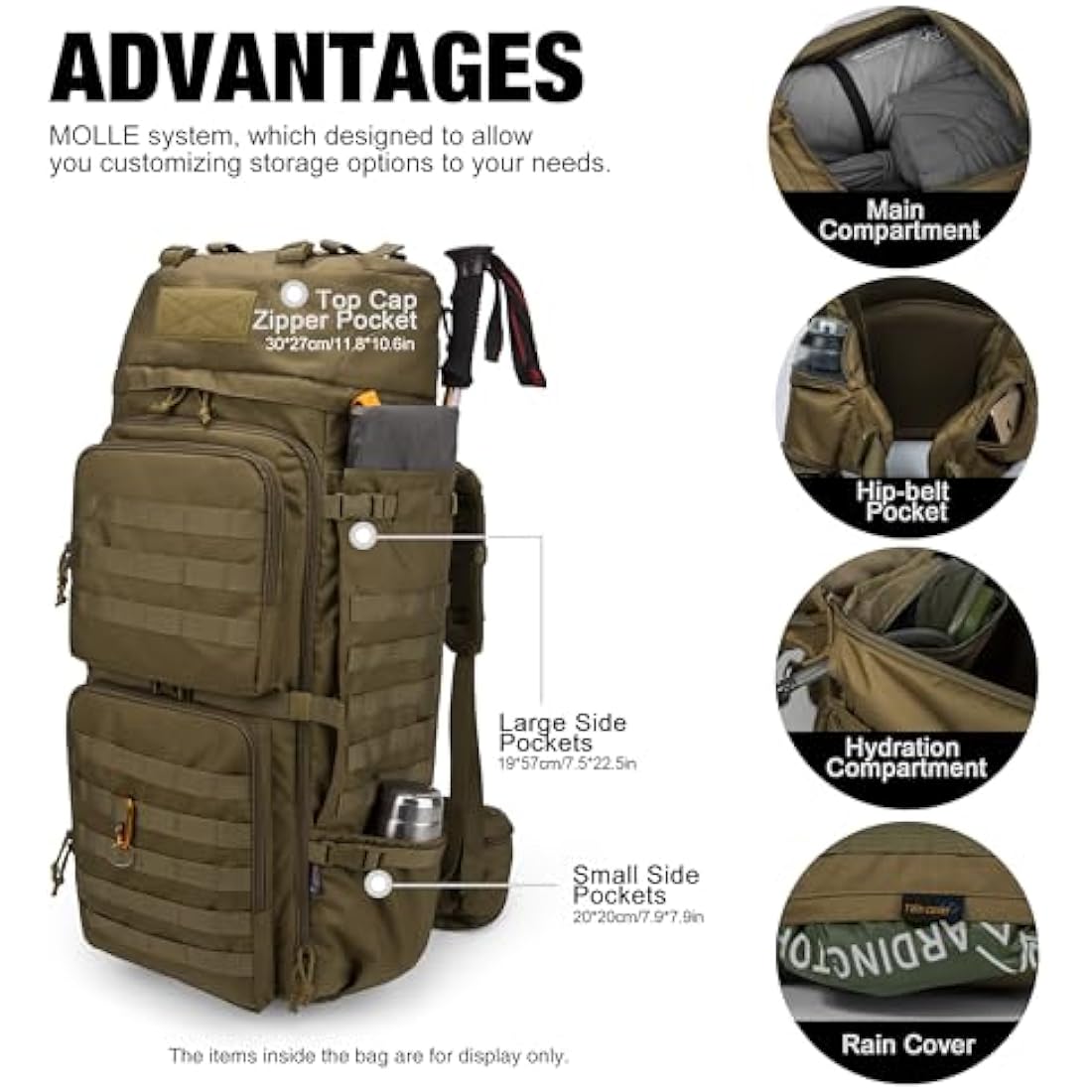 Mardingtop 75L Tactical Backpack Large Camping Backpack Military Rucksack with Rain Cover Molle System Army Backpack for Outdoor Trekking,Mountaineering,Hiking