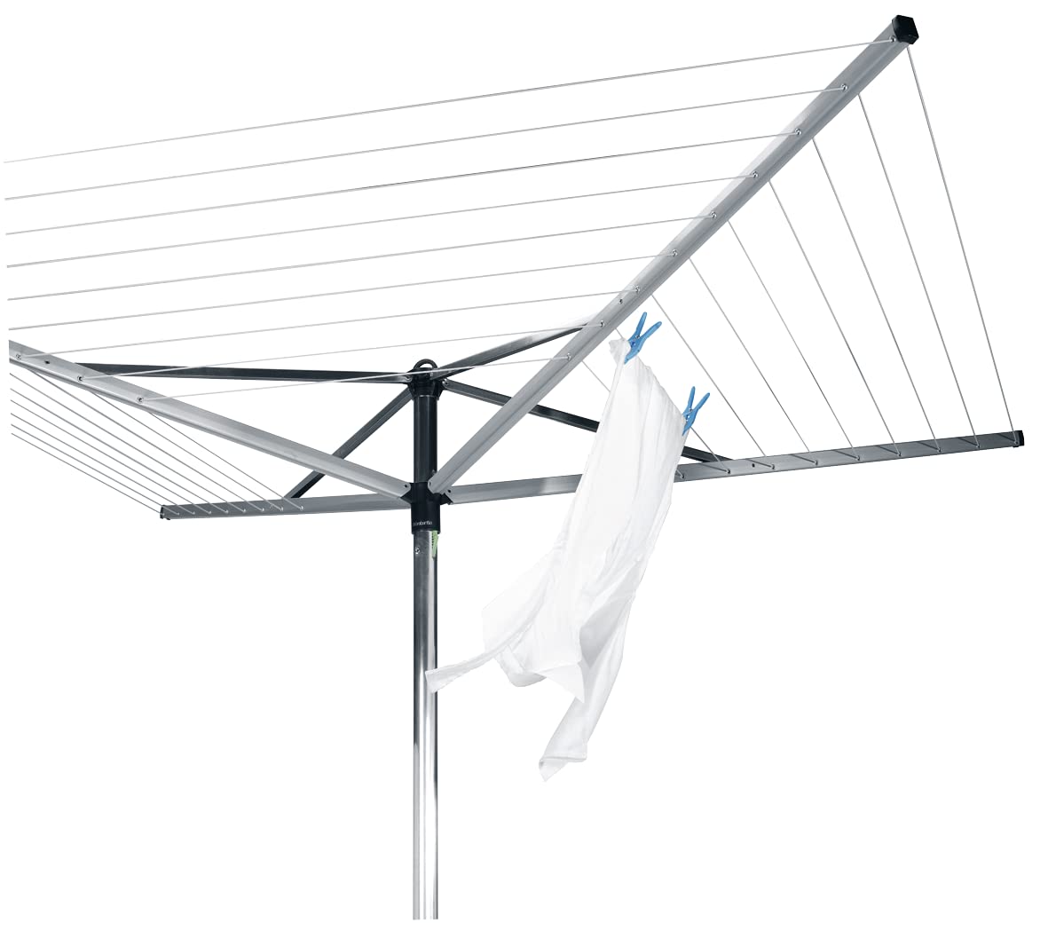 Brabantia - Topspinner - 50 Metres of Clothes Line - UV-Resistant & Non-Slip Lining - Smooth Turns - Umbrella System - Rotary Dryer with Ground Spike