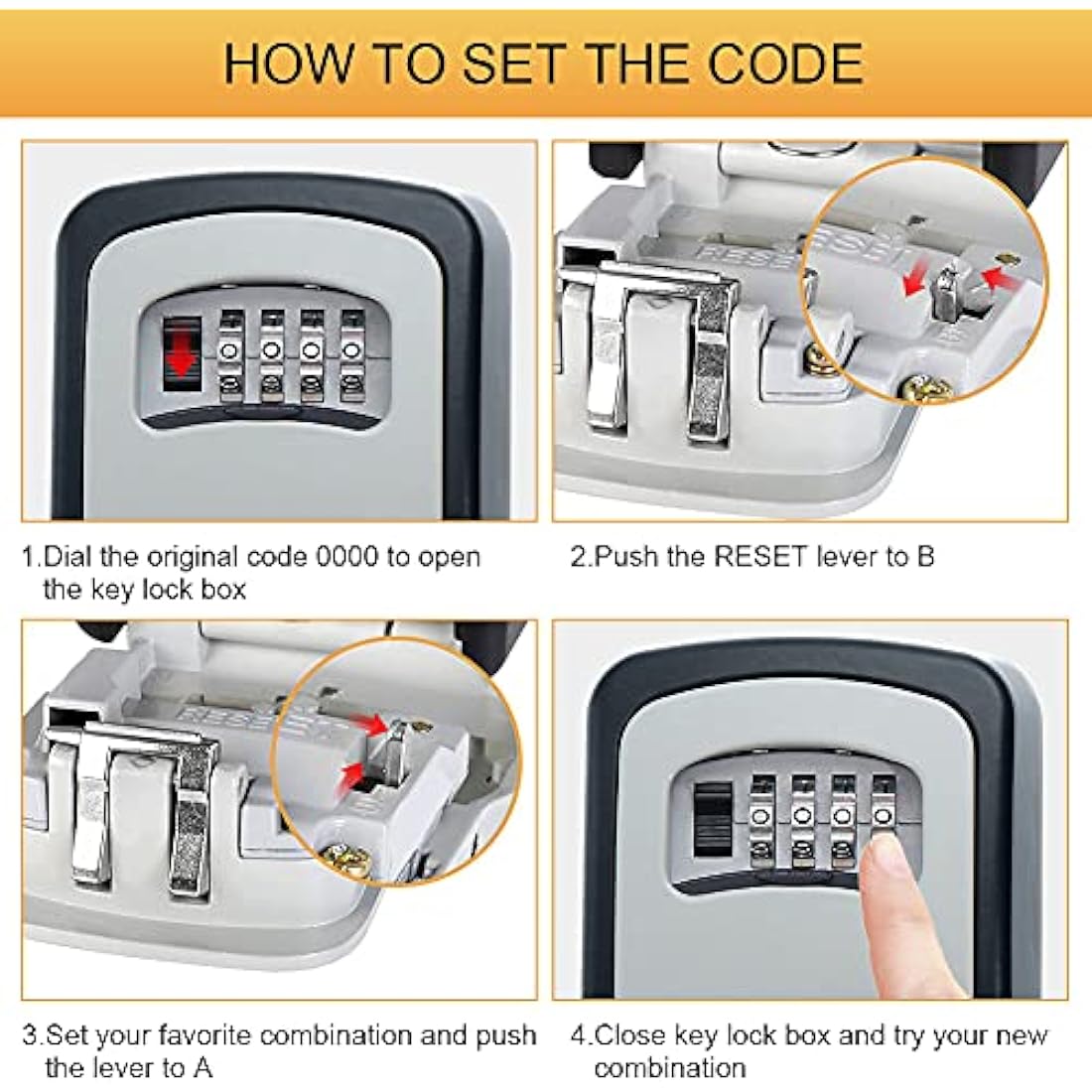 GRIFEMA GA1003 Key Safe Wall Mounted, Large Capacity Key Lock Box Outdoor,Waterproof Key Safe Box with 4 Digit Combination, Key Lock Cabinet for Spare House Keys, With Slide Cover, Gray, Medium Size