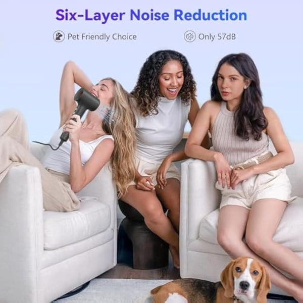 TQQ Hair Dryer with Diffuser, 200 Million Negative Ionic Hairdryer, 110, 000 RPM High Speed Brushless Motor Blow Dryer for 2min Fast Drying, 57dB Low Noise Travel Hairdryers for Women and Men