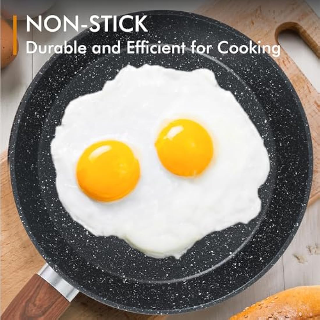 DishDelight 15 Piece Non-Stick Cookware Set, Nonstick Induction Granite-Coated Pots and Pans Set, Nonstick Saucepans Set, Black