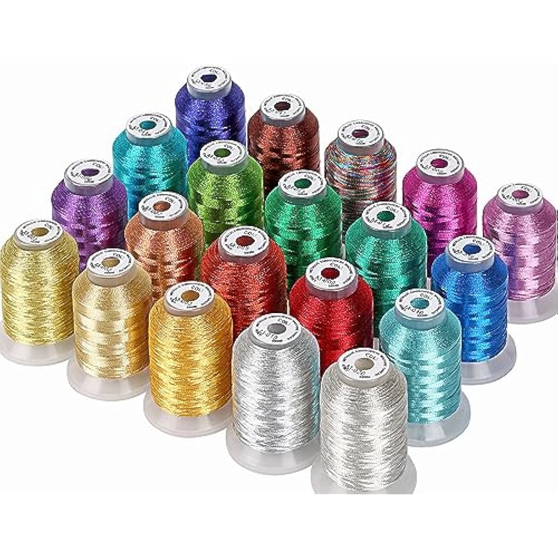 New brothread 20 Assorted Colours Metallic Machine Embroidery Thread Kit 500M Each Spool for Computerized Embroidery and Decorative Sewing