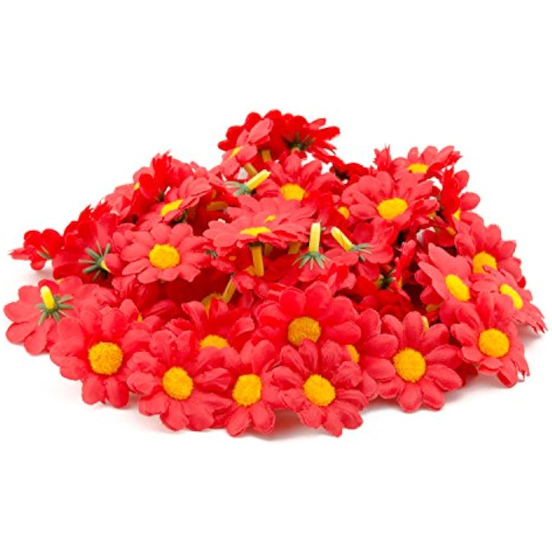 AKORD Artificial Gerbera Daisy Flowers Heads for DIY Wedding Party, Red, 0.38 x 0.38 x 0.2 cm