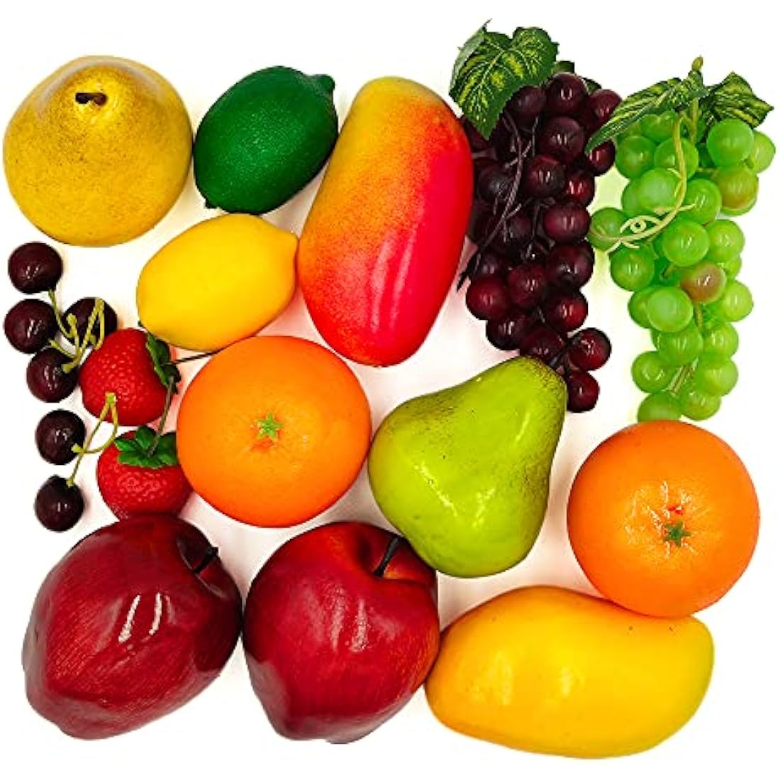 17 Pcs Fake Fruit, Simulation Fruit Props for Photography, Display, Lifelike Realistic Artificial Fake Fruits Home Decor Craft Fruit Set Fake Lemon Fake Grape Strawberry