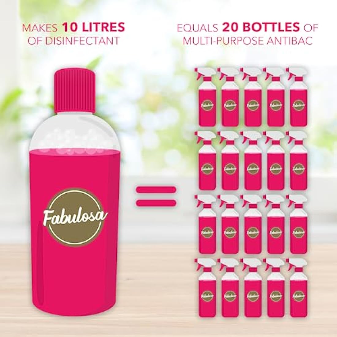 Fabulosa 4 in 1 Concentrated Antibacterial Disinfectant All Purpose Cleaner, 220ml, 12 pack, Bliss Baby Powder