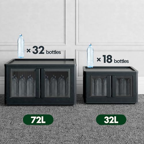 FLEXISPOT 72L*3 Storage Boxes with Lids, Foldable Plastic Containers, Space-Saving Organiser Boxes, Collapsible Laundry Baskets, Compact Stacking