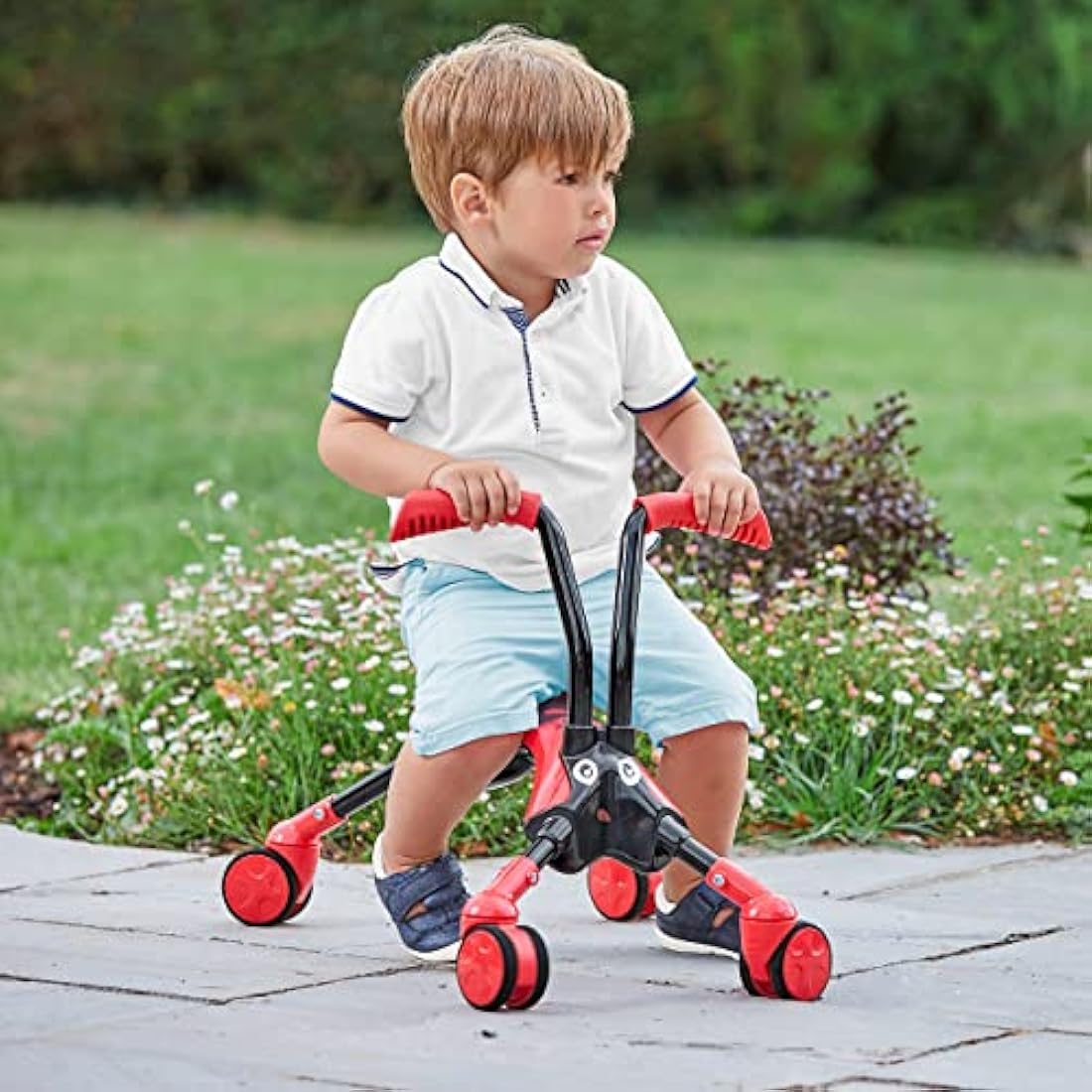 Scramblebug 4-Wheel Balance Bike For 1-3 Year Old Kids, Fold and Go, Beetle, Foot-to-Floor Ride-On That Develops Your Toddler’s Balance and Motor Skills, 360 Wheels for No Surface Scratches
