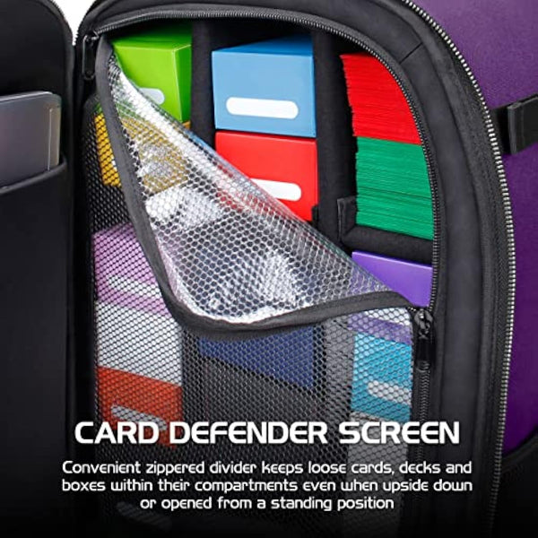 ENHANCE MTG Backpack - Collector's Edition TCG Backpack for Deck Boxes, Sleeved Cards, Playmats, MTG Accessories - Customizable Card Organization with Built-in Defender Screen (Dragon Purple)
