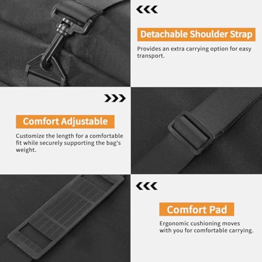 Dokon Garden Furniture Cushion Storage Bag Waterproof Christmas Tree Storage Bag Anti-UV Heavy Duty Oxford Fabric Outdoor Cushion Bags with Durable Handle and Zipper (200x60x75cm) - Black