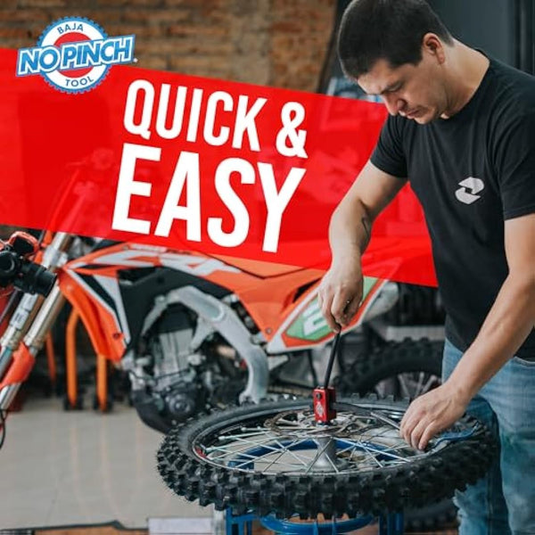BAJA NO PINCH Dirt Bike & Motorcycle Tool Kit – Tyre Changer for 20mm Axles | Tyre Monkey Lever, Bike Wheel & Puncture Repair Tool | Motorcycle Tyre Changer Tool Kit & Dirt Bike Tyre Repair Set