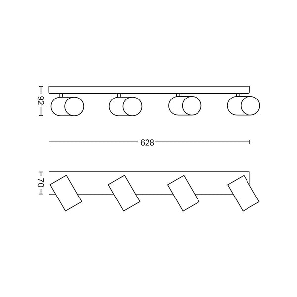 Philips MyLiving 5059430pn GU10 Black Point of Illumination  Point of Light (Black, Metal, GU10, 4 Bulb (S), 10 W, 9.2 mm