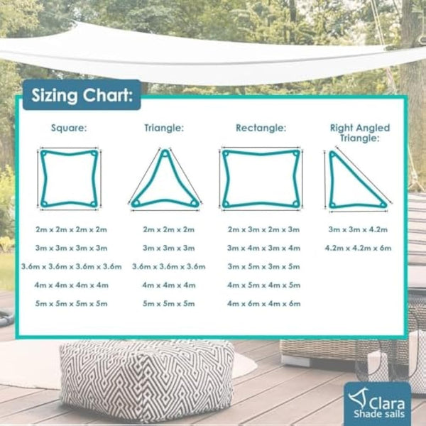 Clara Shade Sails - White Rectangle 3x5m Sun Shade Sail, Conservatory Sail Shades, Pergola Canopy, Garden Sail Canopy Waterproof, Patio Gazebo, Garden Tent, Outdoor Sun Sail Shade, Garden Awning