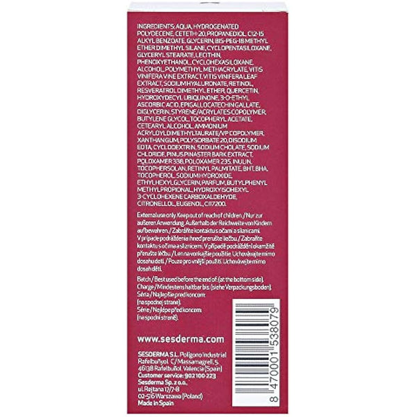 Sesderma | RESVERADERM Liposomal Serum | Antioxidand Serum | Anti-Wrinkle | Luminousity Booster | Skin Plumping | Anti-Ageing Serum | Skin Repair | Resveratrol | Hyalouronic Serum | 30 ml