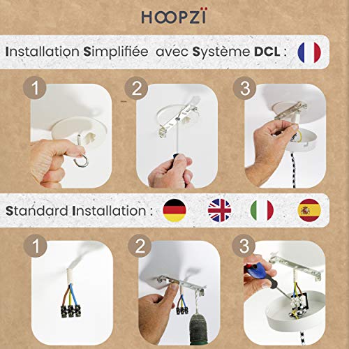 Hoopzi - Hang 3 - Pendant Light Fitting - 8.2 FT - Many Colours - E27 Socket - Fabric Electrical Cable - for Living Room, Bedroom, Kitchen - Cord and