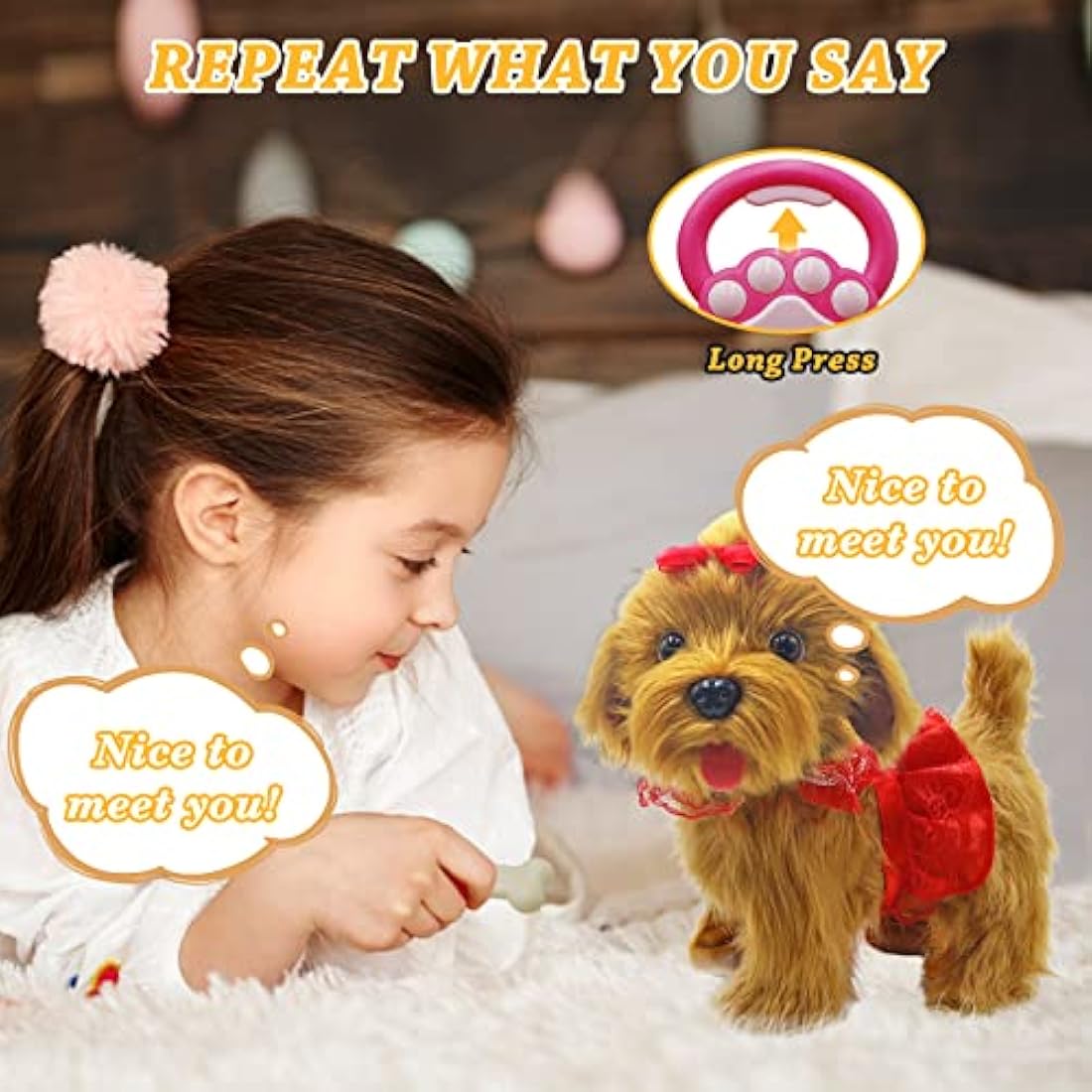 Jaydear Plush Puppy Toy, Electronic Dog Toy for Kids, Interactive Toy -Walks/Barks/Shake Tail/Talk, Stuffed Animals Cute Dog Toys Soft Gift for Christmas, Easter, Birthday, Age 3 4 5 6 7+ Years Old
