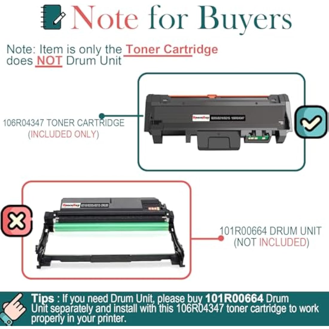 HenceBuy Compatible B210 B205 B215 Toner Cartridge 106R04347 for Xerox B210 B210DNI B205 B205DNI B205MFP B215 B215DNI B215MFP Printers 3000 Pages ( Black, 2-Pack )