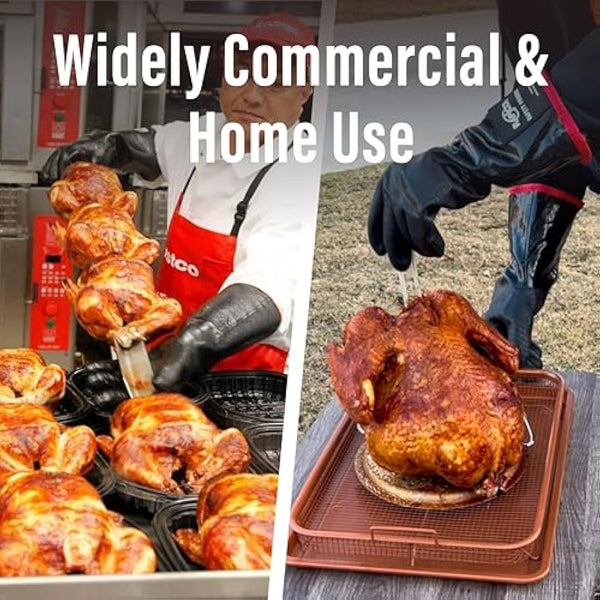 RAPICCA BBQ Gloves,17IN 932℉ Heat Resistant For Grill,Smoker,Cooking,Pit,Barbecue,Textured Palm Handle Greasy Food on Your Fryer,Grill,Oven Without Slip,Waterproof,Oil Resistant,Very Easy to Clean(XL)