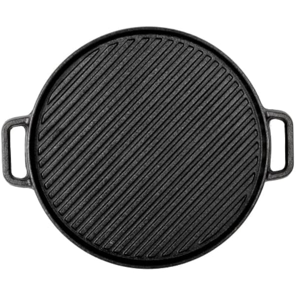 Double Sided Cast Iron Griddle Pan for BBQ - 30 cm