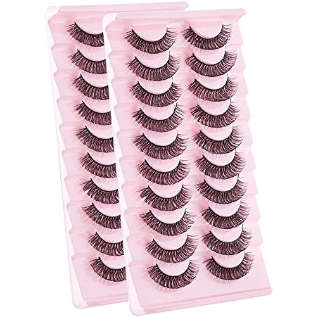 False Eyelashes Russian Strip Lashes Natural Fluffy Wispy D Curly 10 Pairs Reusable Fake Eyelashes Faux Mink Lashes Thick Short Soft Eyes Lash