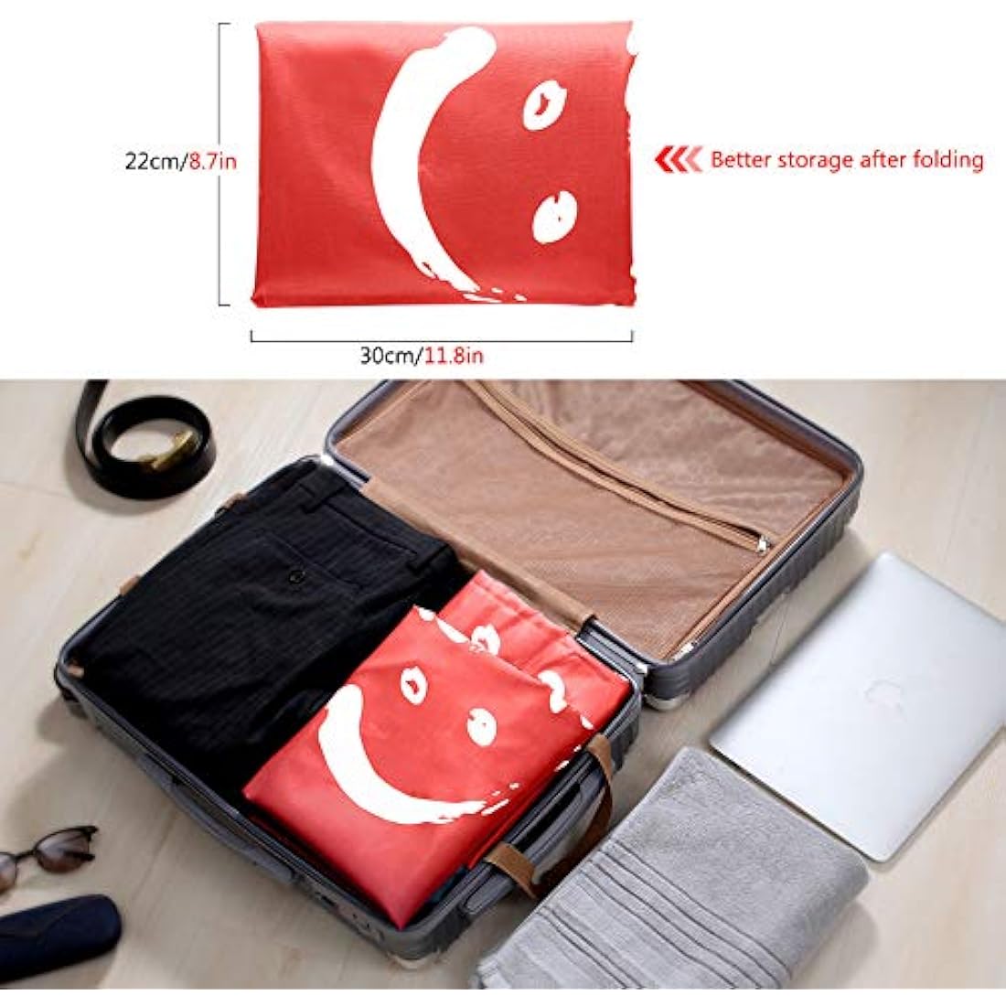 IHOMAGIC Laundry Bag Large Foldable Laundry Bag Washable Storage Bag with Nylon Rope Lightweight Portable Bag for Dirty Clothes Blanket 100L in Bedrooms, Hotels, Dorms, Travel, Orange