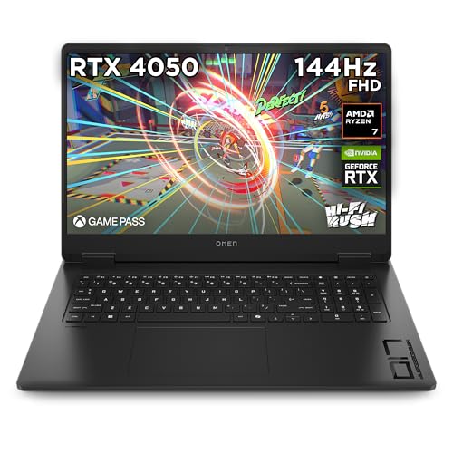 HP Omen 17" Gaming Laptop and HyperX Cloud III Wired Headset bundle, AMD Ryzen 7-8845HS, AI Enhanced, 16 GB RAM, 1TB SSD, NVIDIA GeForce RTX 4050 Graphics, FHD Display, 144Hz, Black, 17-db0016sa