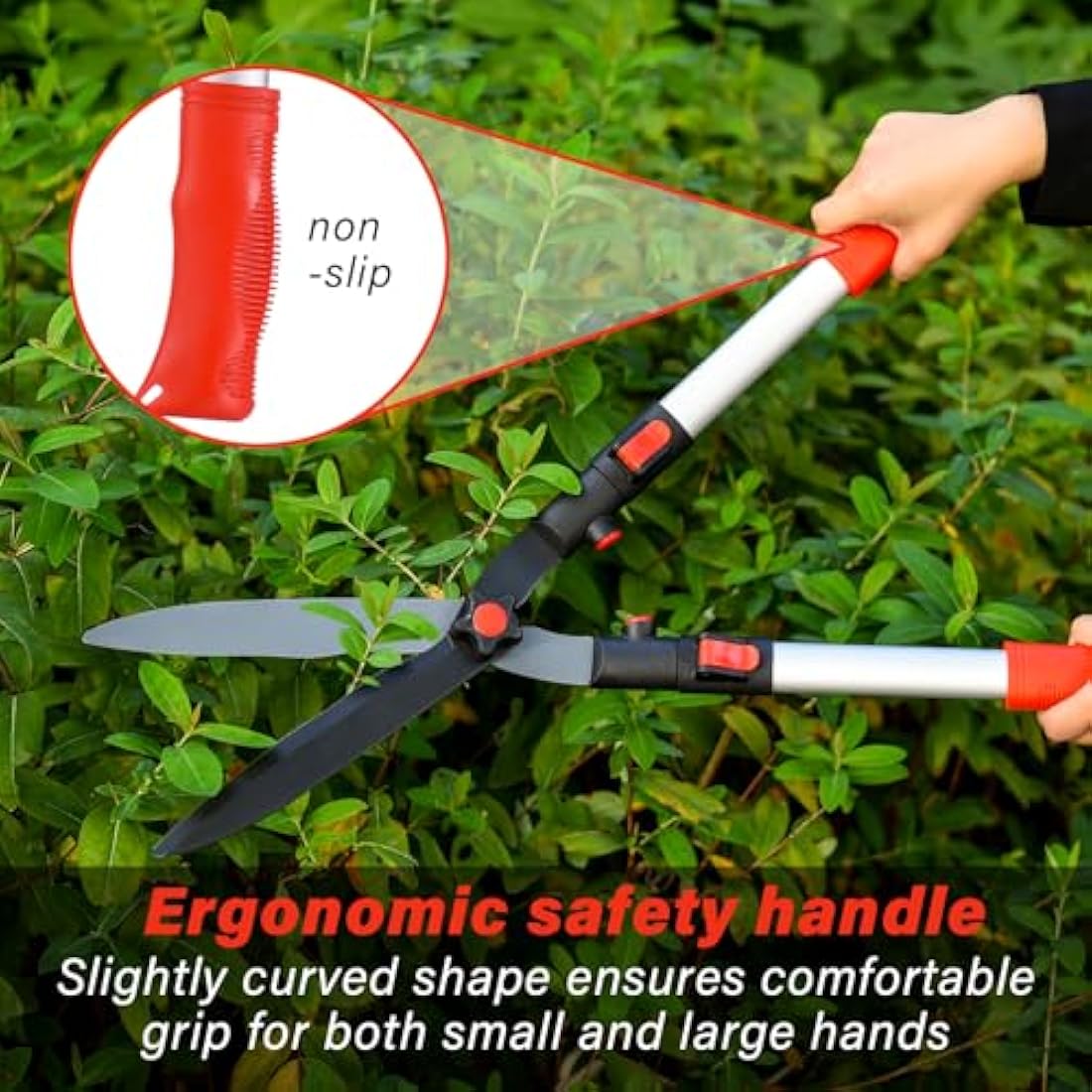 FLORA GUARD Telescopic Hedge Shear, Extendable Handles Adjust to Exact Length Required 67cm to 88cm, Super Lightweight Approx 1kg, Garden Shears with Aluminum Handle, Ideal for Trim Hedges and Bushes