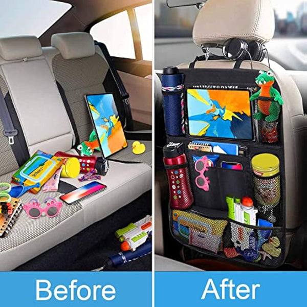 AiQInu Car Back Protector and Organiser, Waterproof Oxford Cloth Car Seat Organiser with Lots of Storage Space, Children (2 Pieces)