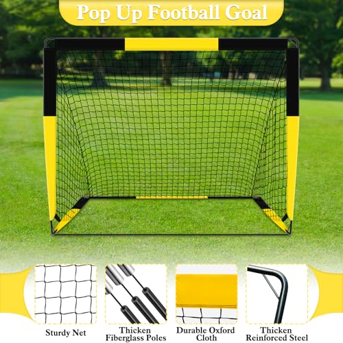 Gofady 2-in-1 Football Goal for Kids - Portable & Durable Soccer Training Net with 5 Target Ranges, Foldable Design, Carrying Bag, Easy Assembly for