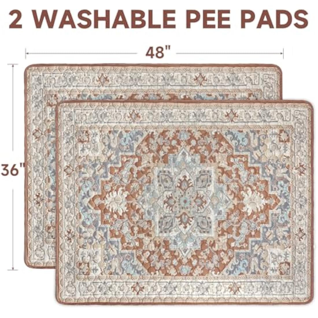 YOSEPATI Washable Pee Pads for Dogs,2 Pack Reusable Puppy Pads 122x92cm Super Absorbent Waterproof Pet Training Pads, Non-Slip Potty Pads for Crate,Floor,Sofa