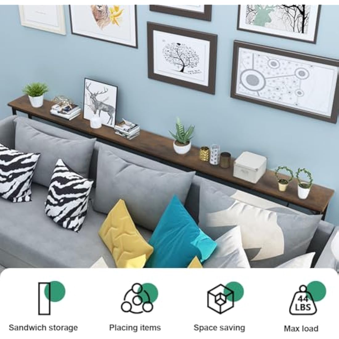 FURWOO Slim Console Table for Hallway Industrial Compact Display Table Sofa Table for Small Spaces(Rustic Brown)