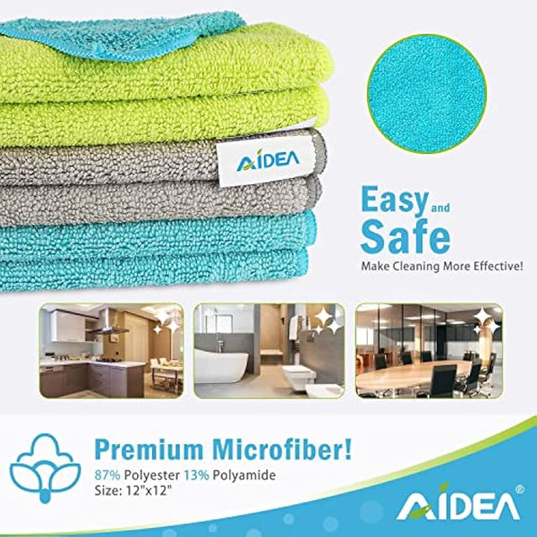 AIDEA Microfibre Cleaning Cloths Pack of 100, Multifunctional Reusable Microfibre Cleaning Towels, Lint Free Streak Free Washable Cloth Duster for House, Kitchen, Car, Motorbike, Windows 30 x30 cm